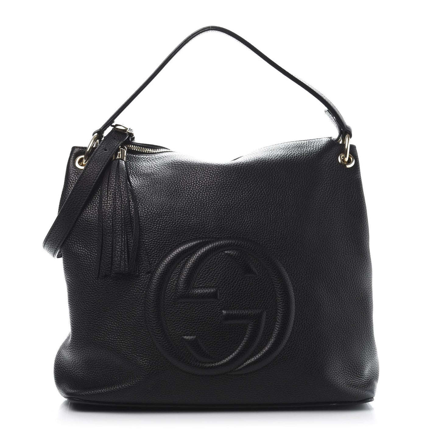 Pebbled Calfskin Large Soho Hobo Black
