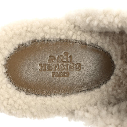 Hermes Suede Goatskin Woolskin Carlotta Mules 38 Beige Gobi 8 of 10