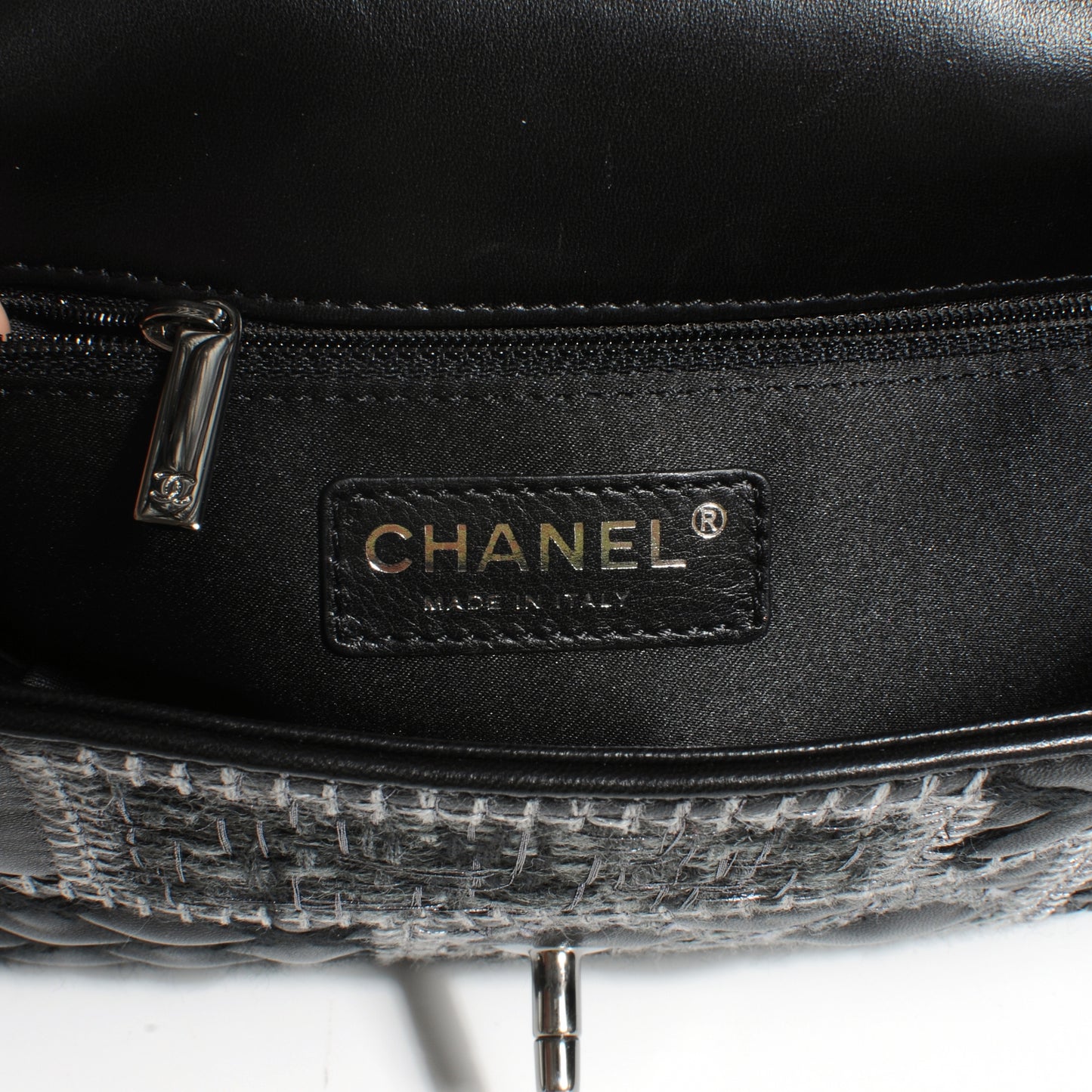 Lambskin Patchwork Stitched Small Flap Black