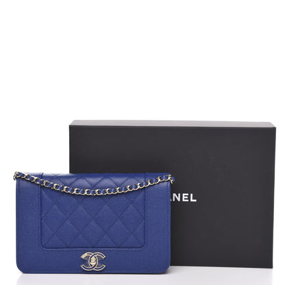 Chanel Caviar Quilted Vintage Mademoiselle Wallet On Chain WOC Blue 12 of 12