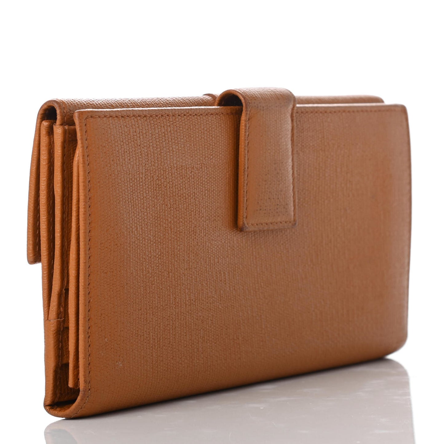 Textured Calfskin Y Ligne Clutch Tobacco