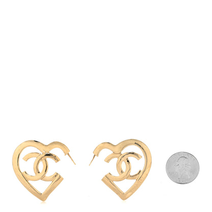 Chanel Metal CC Heart Coco In Love Hoop Earrings Gold 2 of 4