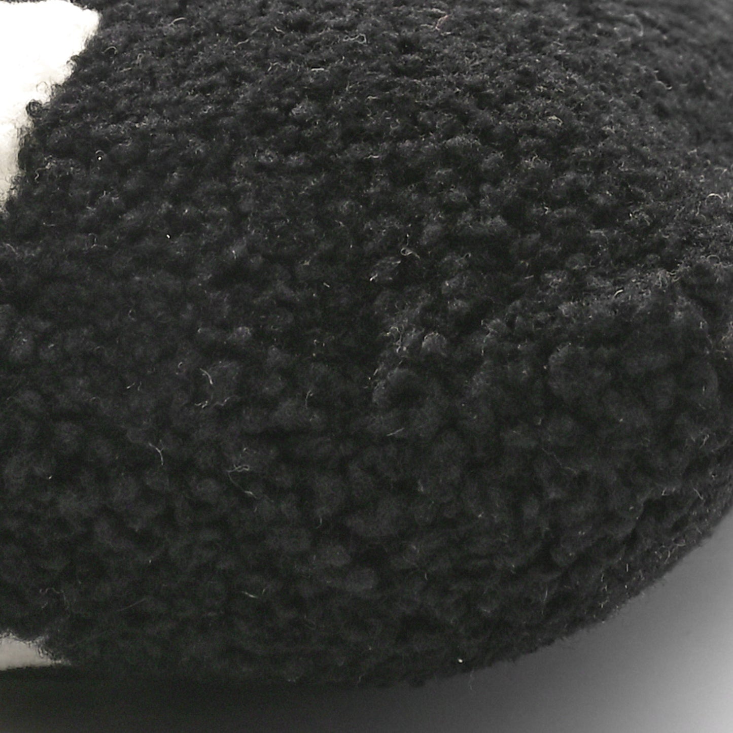 Sheepskin Shearling Contrasted Logo Large Zip Pouch Black