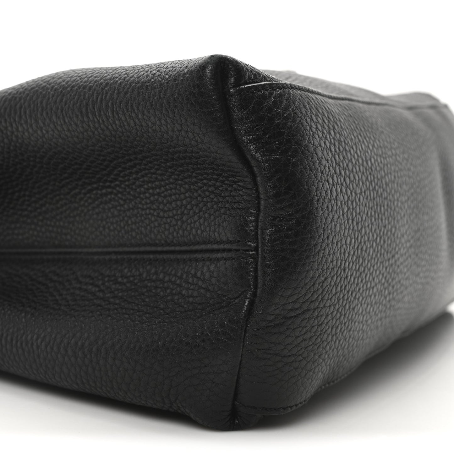 Pebbled Calfskin Studded Medium Soho Chain Shoulder Bag Black