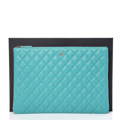 Chanel Caviar Quilted Large Cosmetic Case Turquoise 10 of 10
