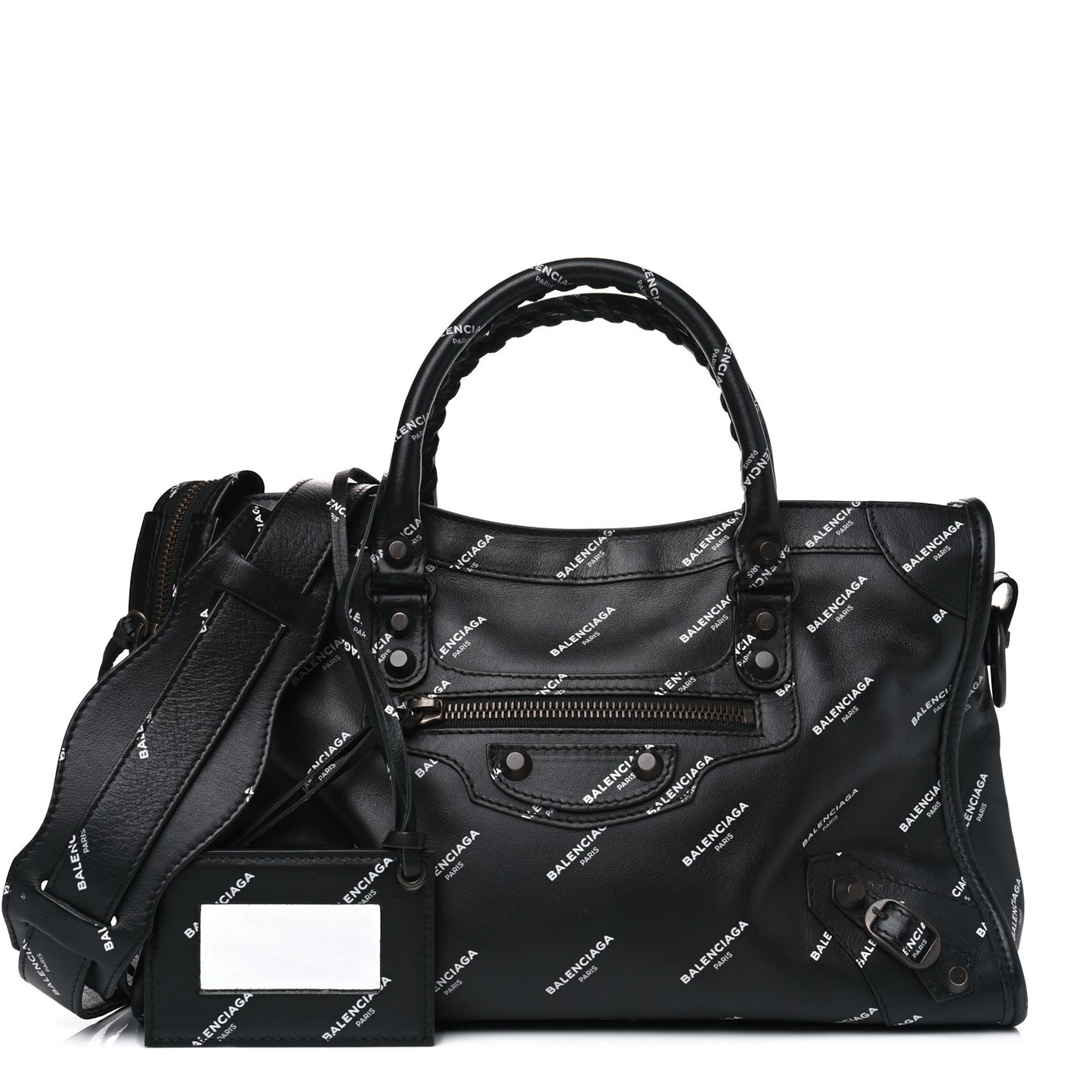 Veau Allover Logo Classic Hardware S City Black White