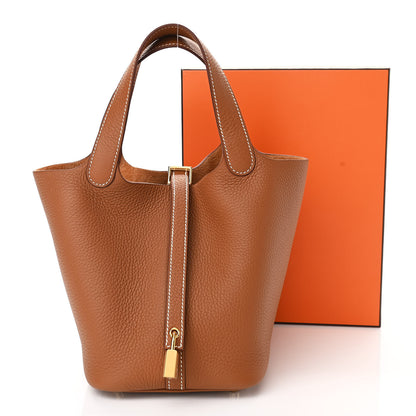 Hermes Taurillon Clemence Picotin Lock 18 PM Gold 11 of 11
