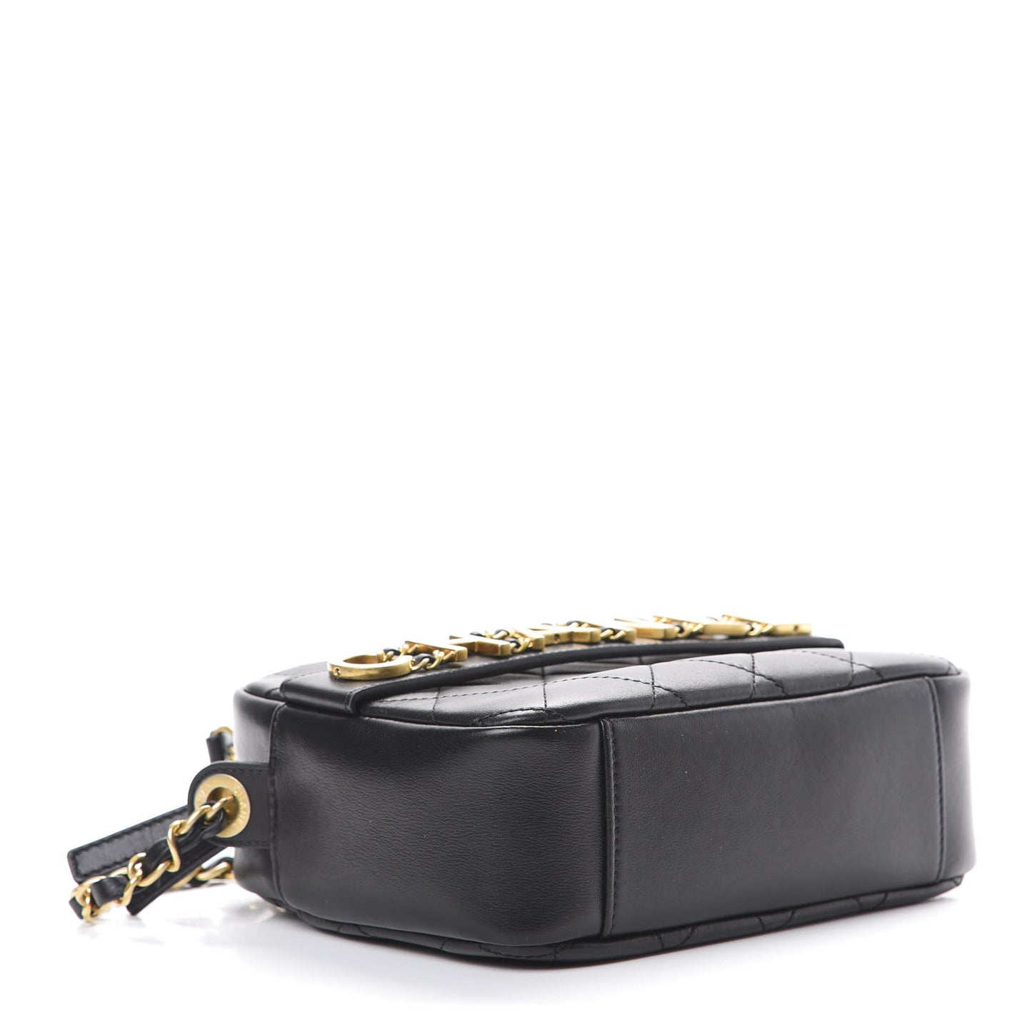 Calfskin Quilted Enchained Camera Case Bag Black