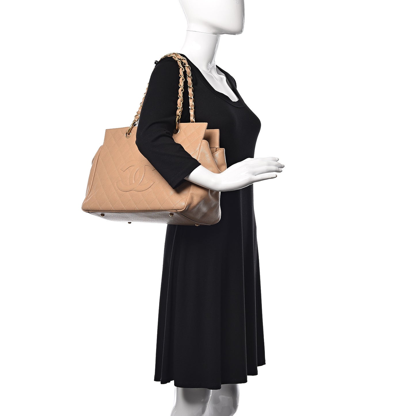 Caviar Quilted Grand Timeless Tote GTT Beige