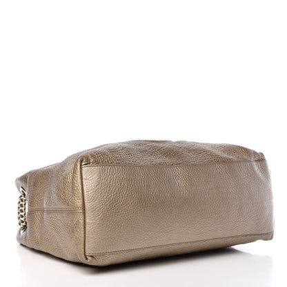 Gucci Metallic Pebbled Calfskin Medium Soho Chain Shoulder Bag Golden Beige 4 of 9