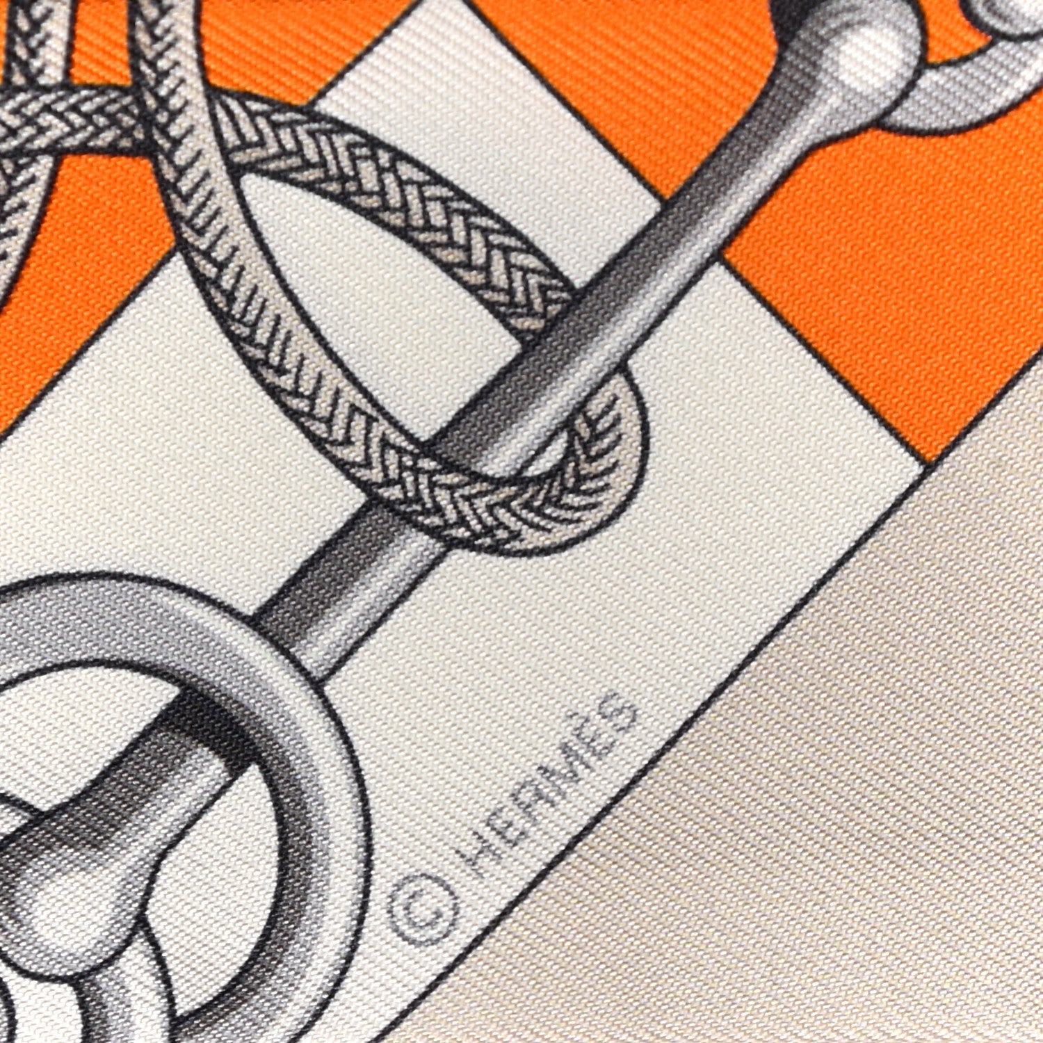 Hermes Silk Cliquetis Twilly Orange White Gold 3 of 5