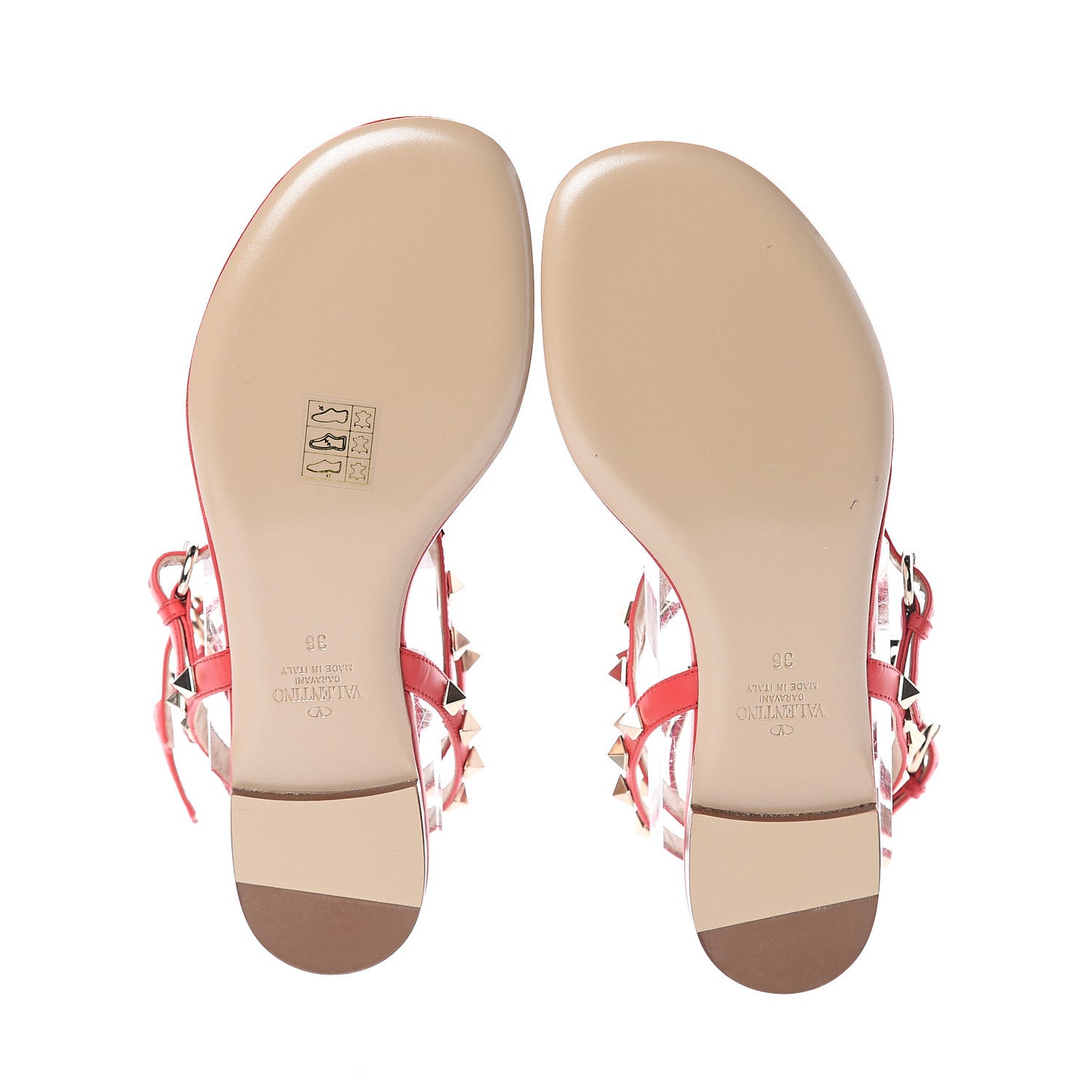 Calfskin Nappa Rockstud Ankle Wrap Flat Thong Sandals 36 Rouge Pur
