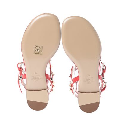Valentino Garavani Calfskin Nappa Rockstud Ankle Wrap Flat Thong Sandals 36 Rouge Pur 7 of 7