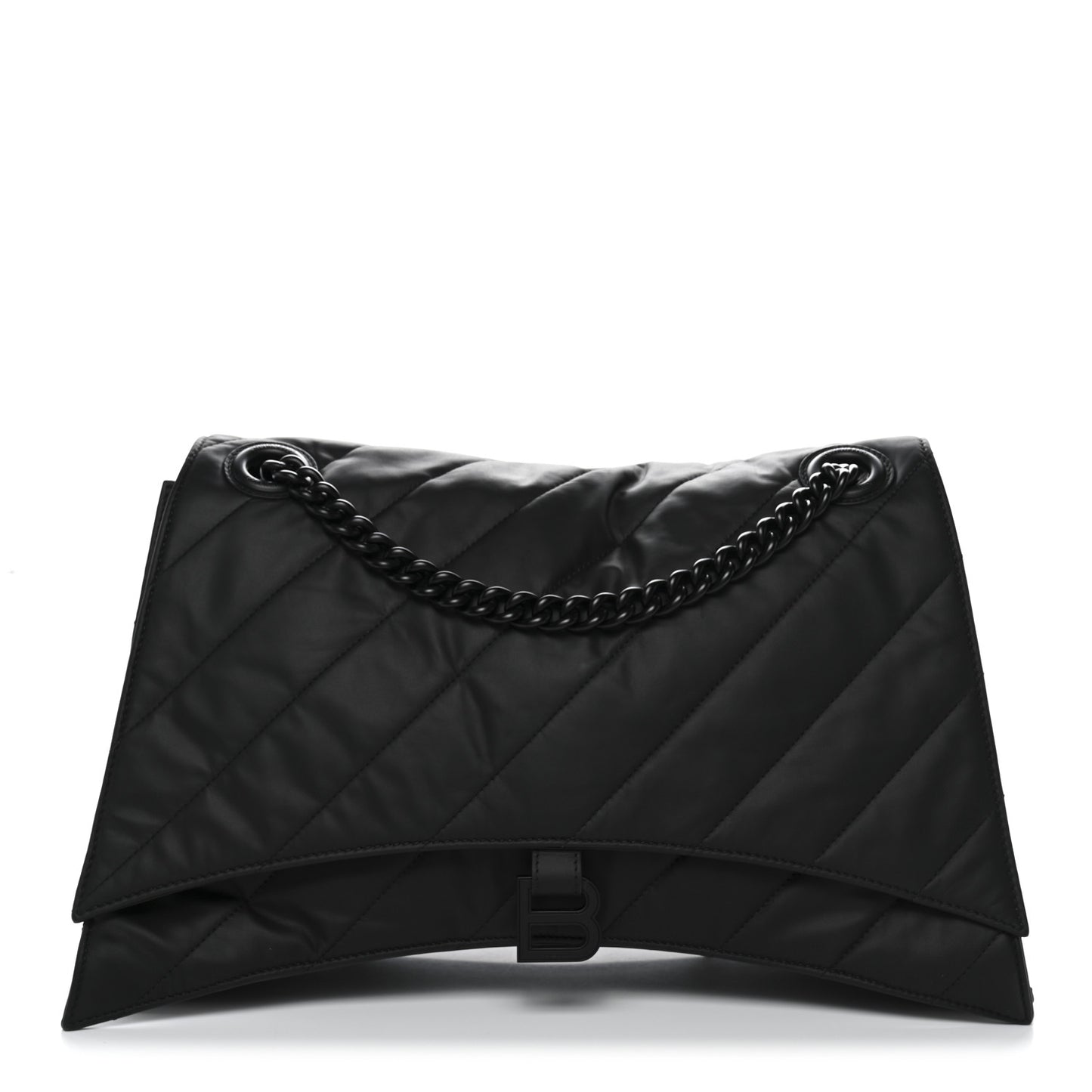 Satin Lambskin Quilted Matte Black Hardware Large Crush Chain Bag Black