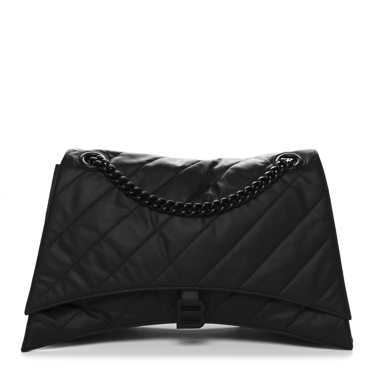 Balenciaga Satin Lambskin Quilted Matte Black Hardware Large Crush Chain Bag Black 1 of 10