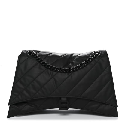 Balenciaga Satin Lambskin Quilted Matte Black Hardware Large Crush Chain Bag Black 1 of 10