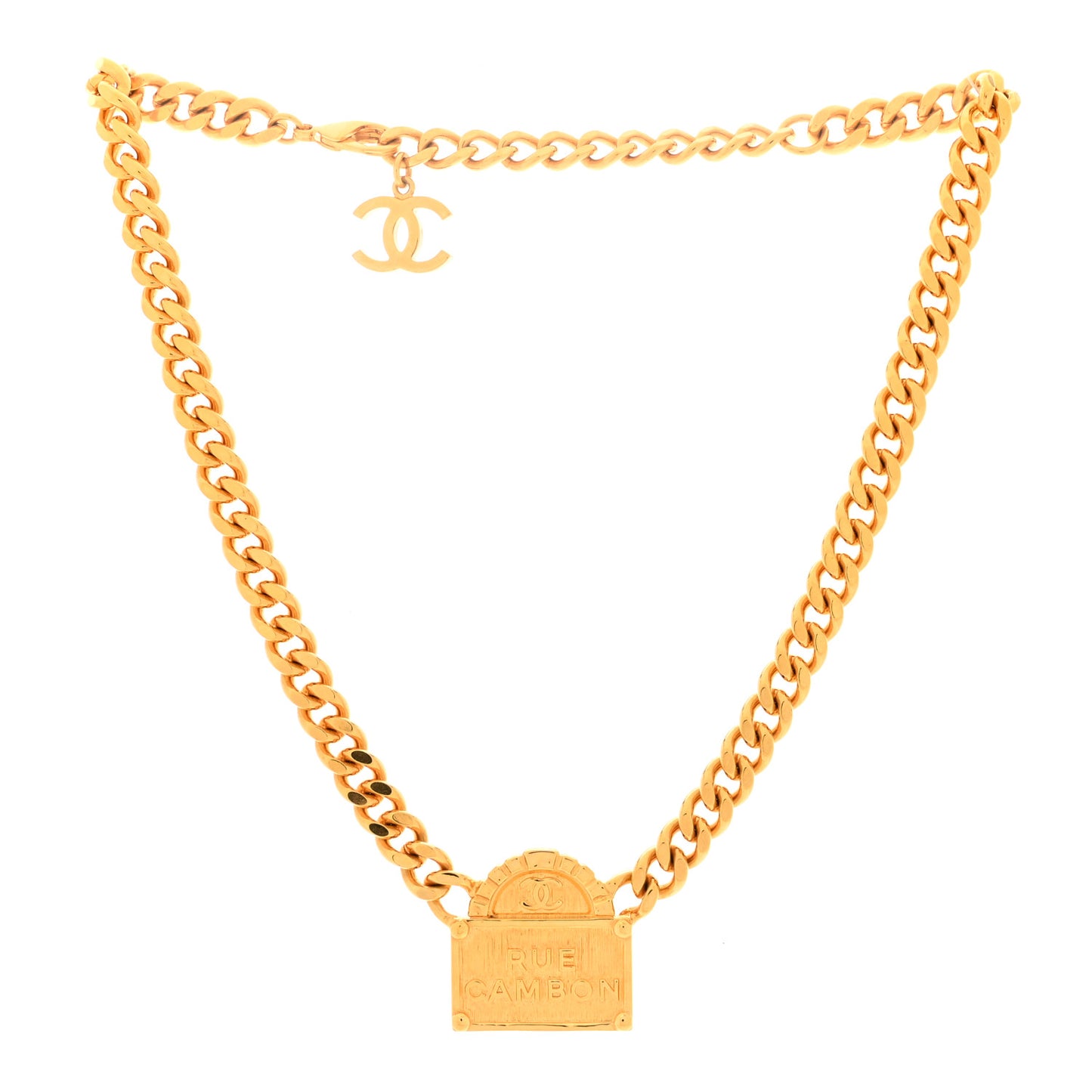 Metal Chain Link CC Rue Cambon Choker Necklace Gold