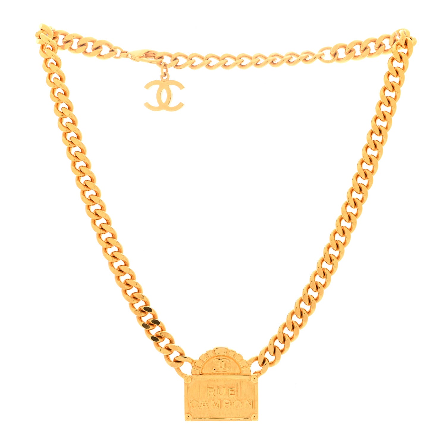 Chanel Metal Chain Link CC Rue Cambon Choker Necklace Gold 2 of 4