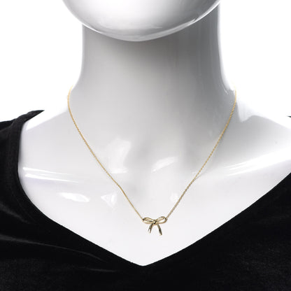 Tiffany 18K Yellow Gold Mini Bow Pendant Necklace 2 of 6