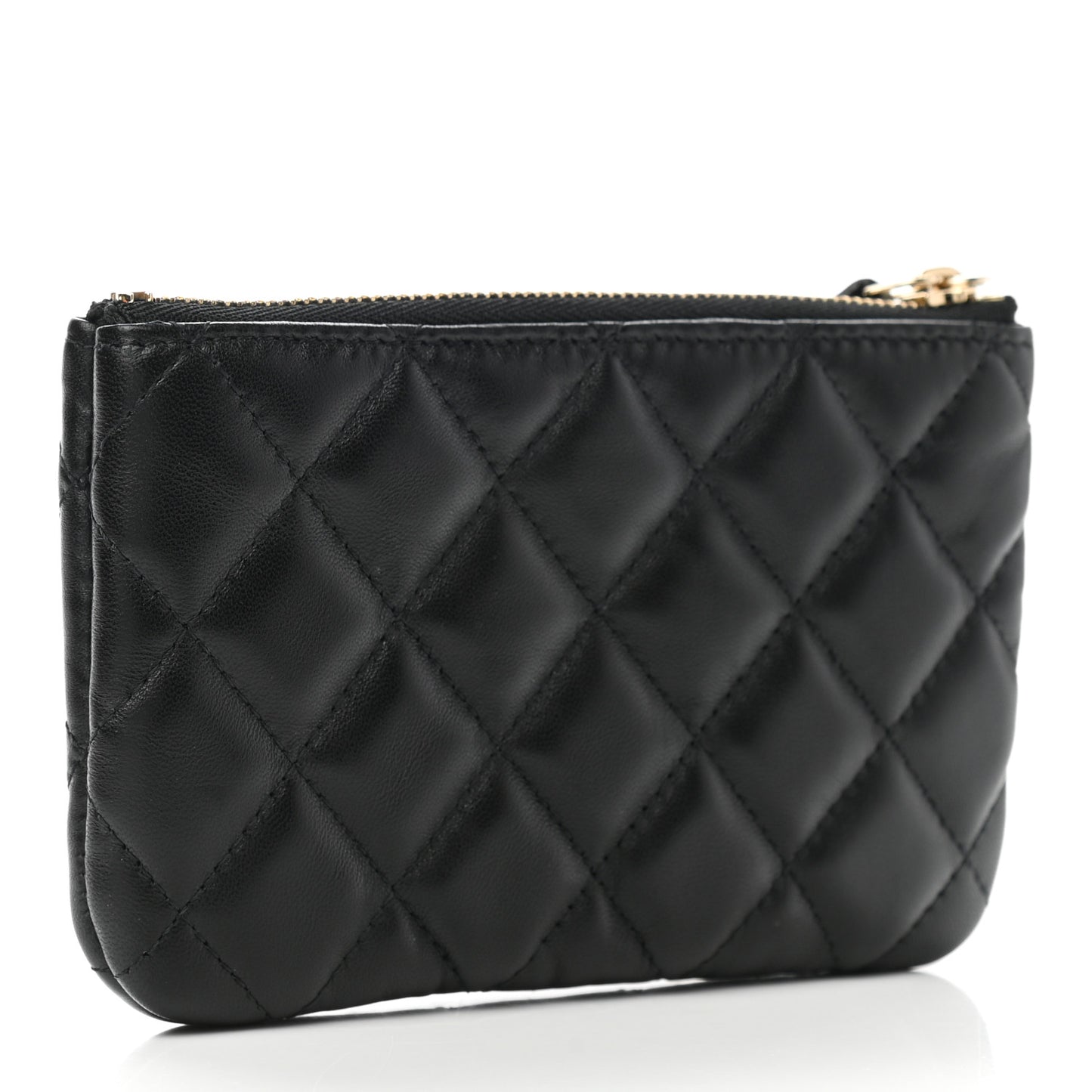 Lambskin Quilted Small No. 5 Cosmetic Case Black