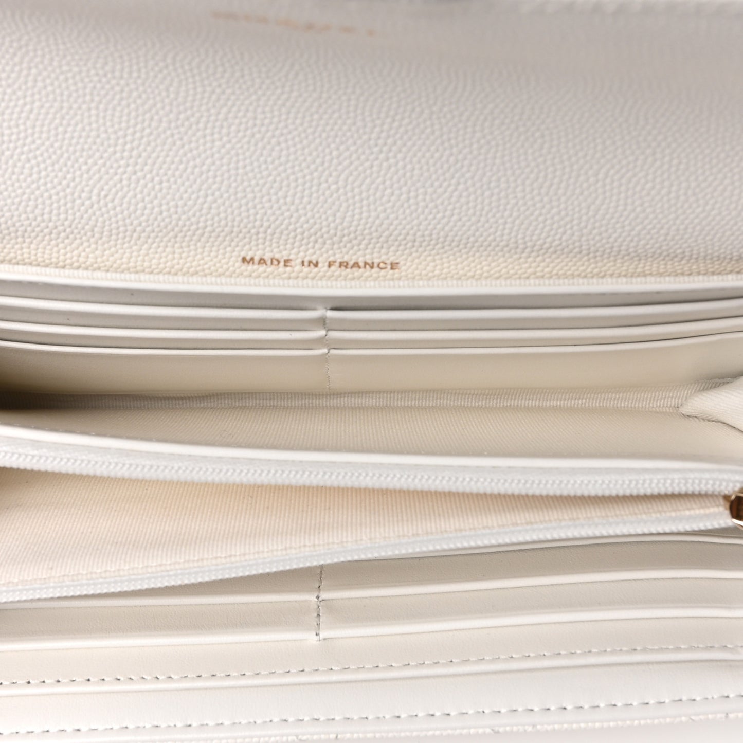 Caviar Quilted Large Gusset Flap Wallet White