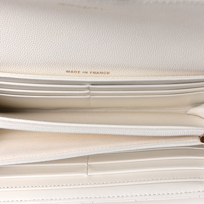 Chanel Caviar Quilted Large Gusset Flap Wallet White 5 of 12