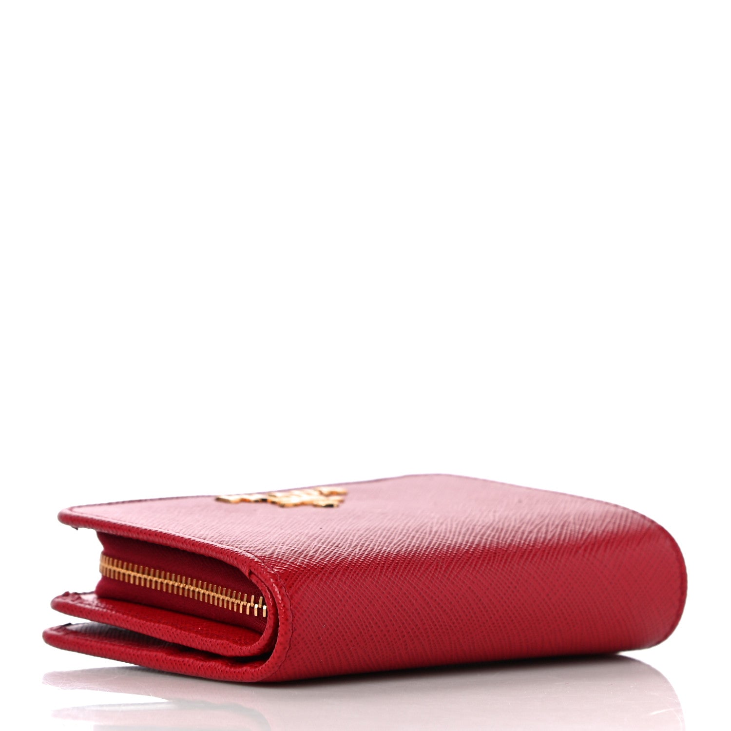 Prada Saffiano Metal Compact Wallet Fuoco 8 of 11