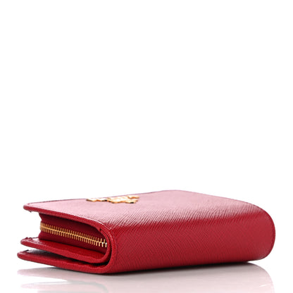 Prada Saffiano Metal Compact Wallet Fuoco 8 of 11
