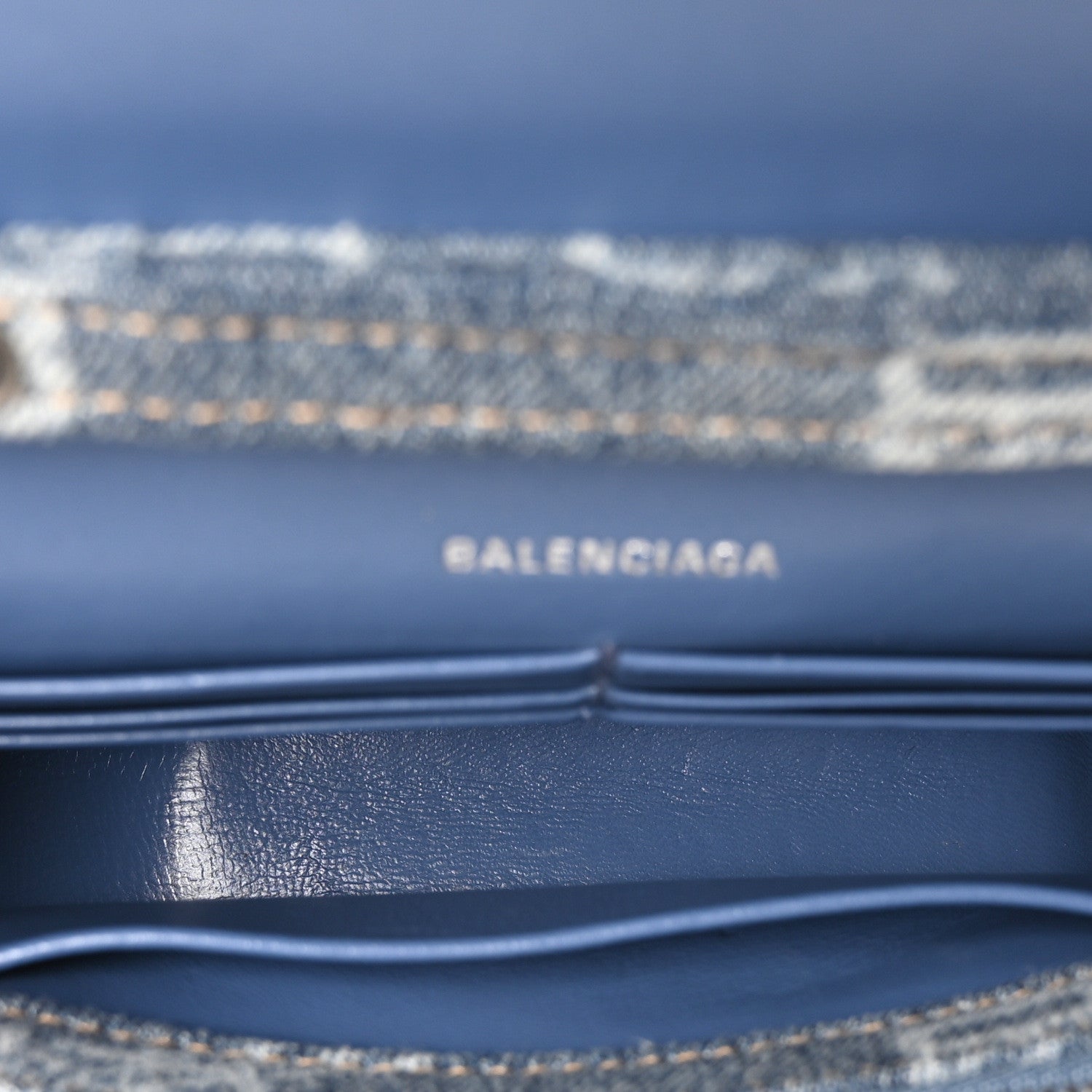 Balenciaga Denim BB Monogram Hourglass Chain Bag Blue 5 of 9
