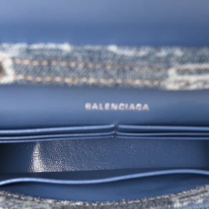 Balenciaga Denim BB Monogram Hourglass Chain Bag Blue 5 of 9