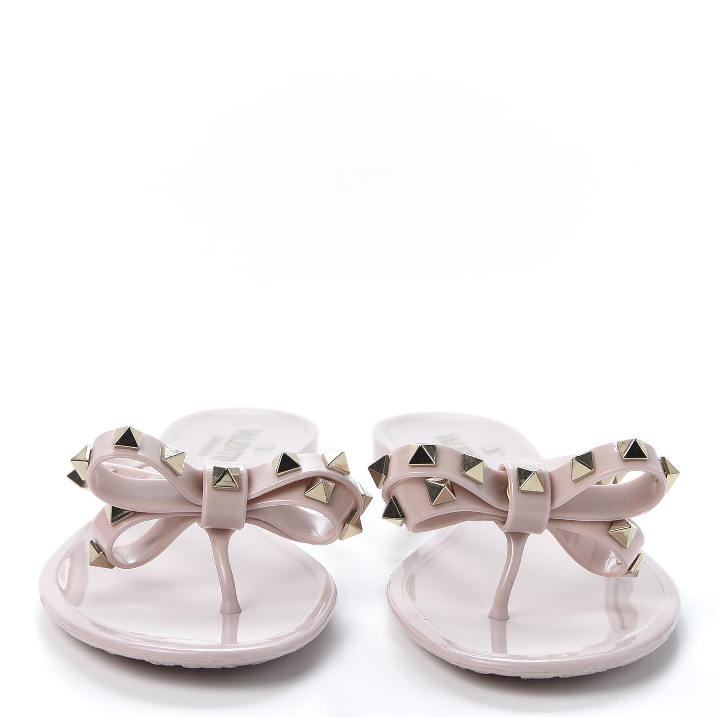 PVC Jelly Rockstud Bow Thong Sandals 37 Poudre