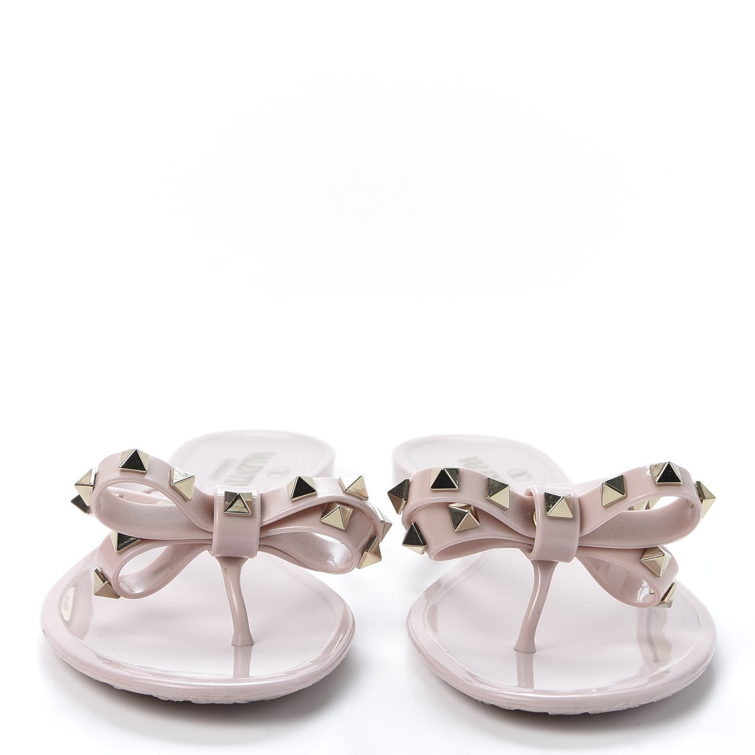 Valentino Garavani PVC Jelly Rockstud Bow Thong Sandals 37 Poudre 3 of 9