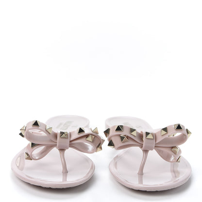Valentino Garavani PVC Jelly Rockstud Bow Thong Sandals 37 Poudre 3 of 9