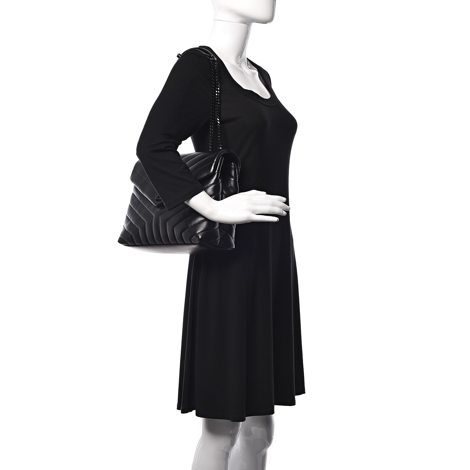 Saint Laurent Calfskin Y Quilted Monogram Medium Loulou Chain Satchel Black 2 of 10
