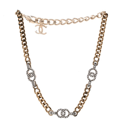 Chanel Crystal CC Chain Links Choker Necklace Gold 3 of 5