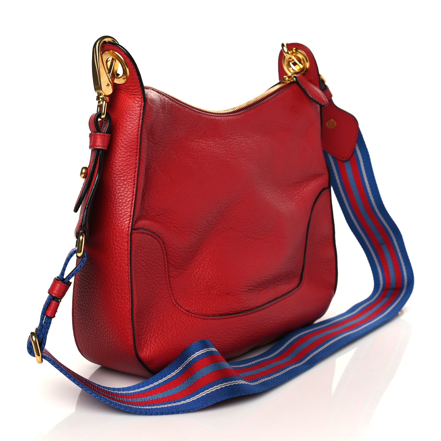 Prada Vitello Phenix Zippered Messenger Hobo Rosso 3 of 9