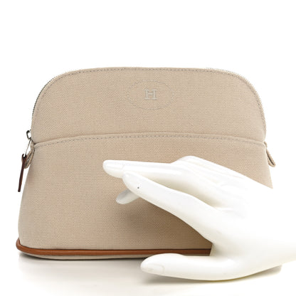 Hermes Cotton Canvas Mini Bolide Travel Cosmetic Pouch Naturel 2 of 9