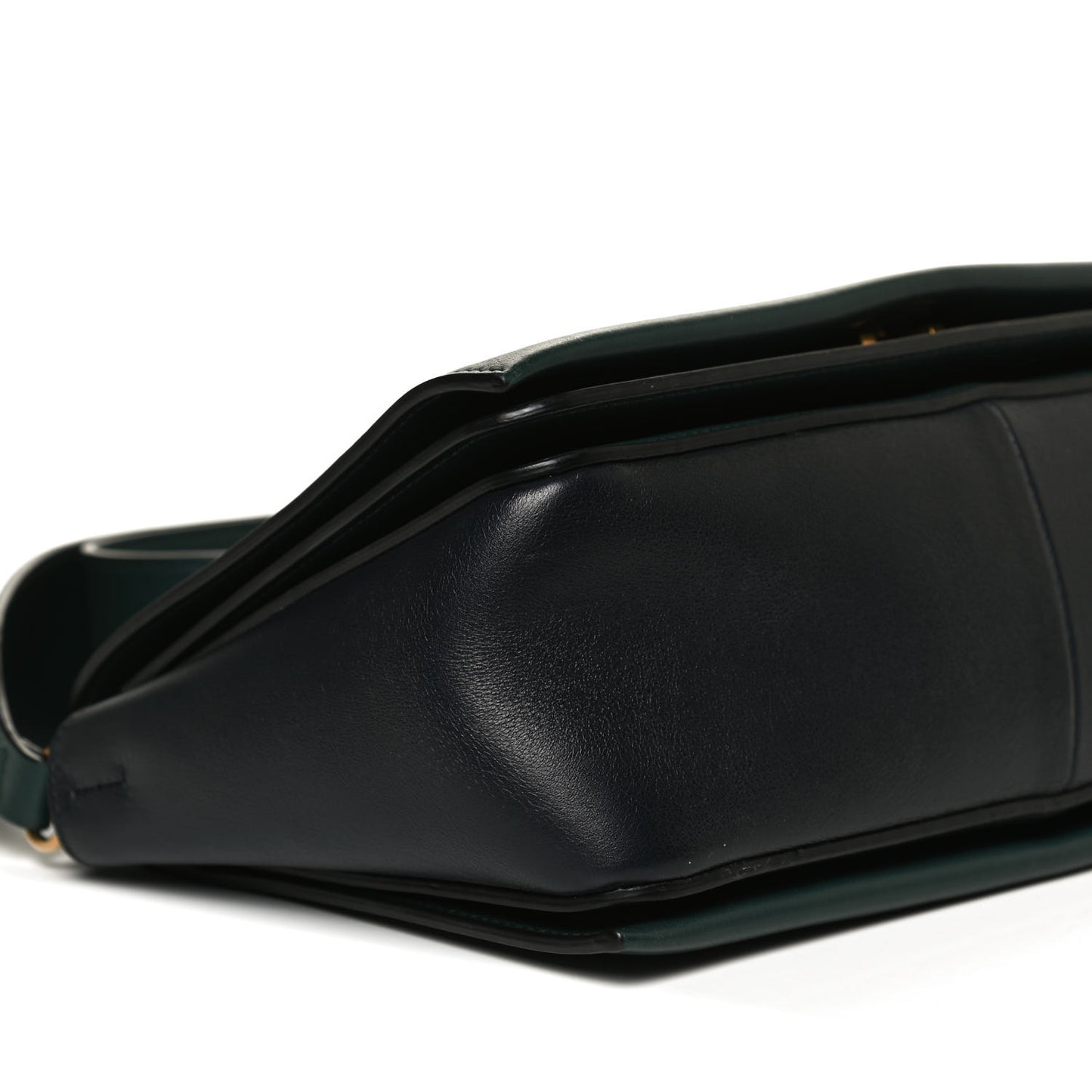 Shiny Smooth Calfskin Medium Frame Shoulder Bag Amazone Dark Navy