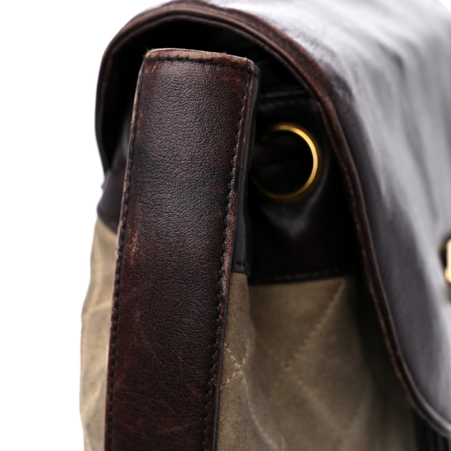 Suede Quilted Drawstring Sling Backpack Beige Brown