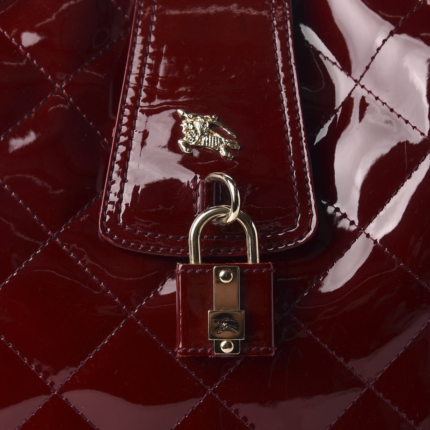 Patent Quilted Brook Hobo Red
