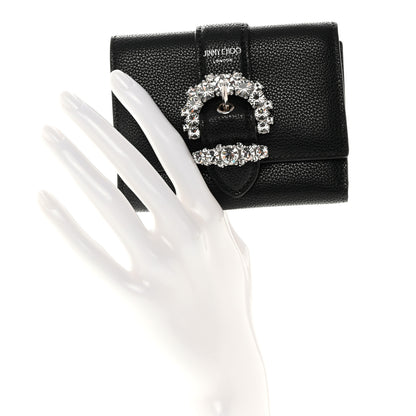 Jimmy Choo Calfskin Crystal Cheri Compact Wallet Black 4 of 17