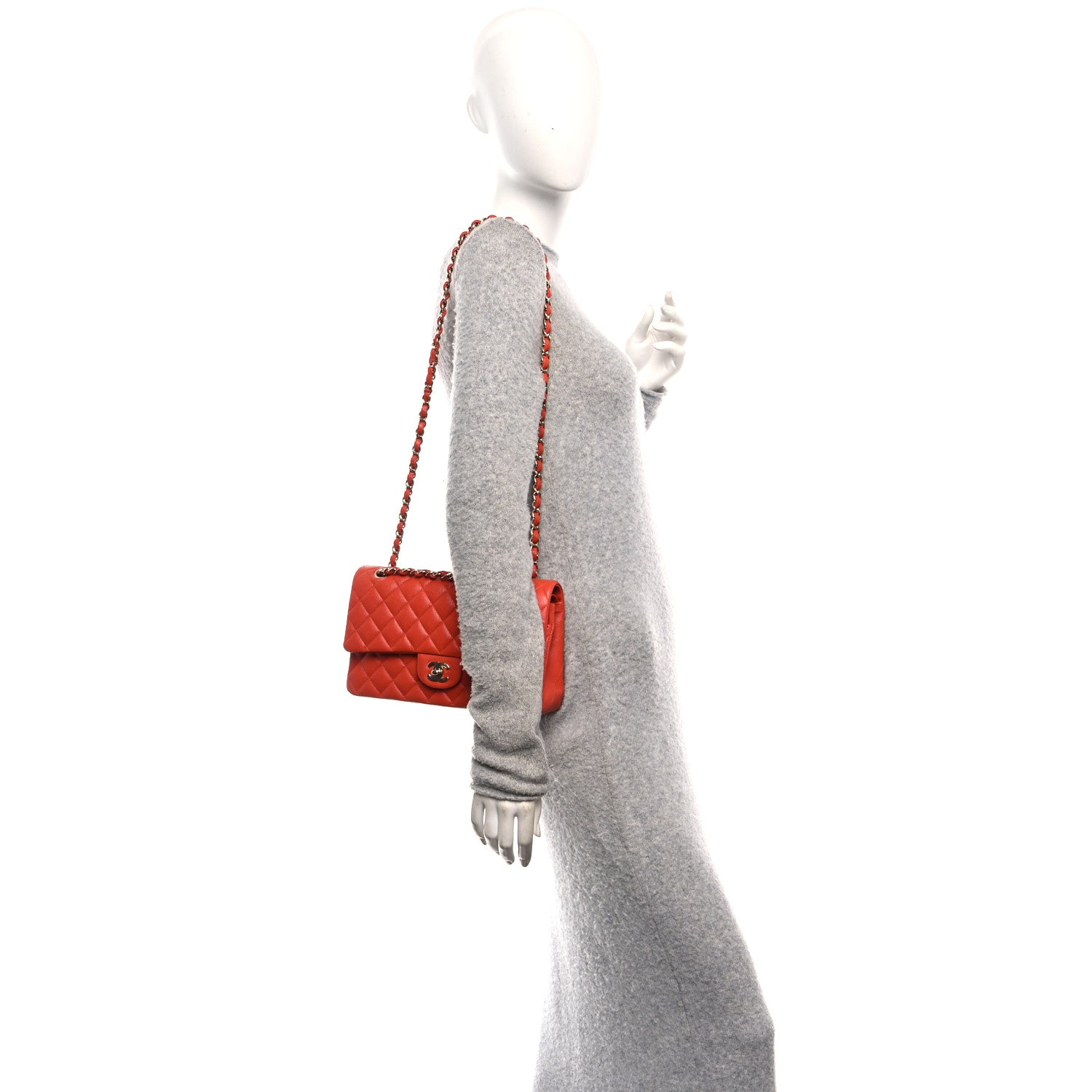Chanel Caviar Quilted Medium Double Flap Light Red 2 of 12