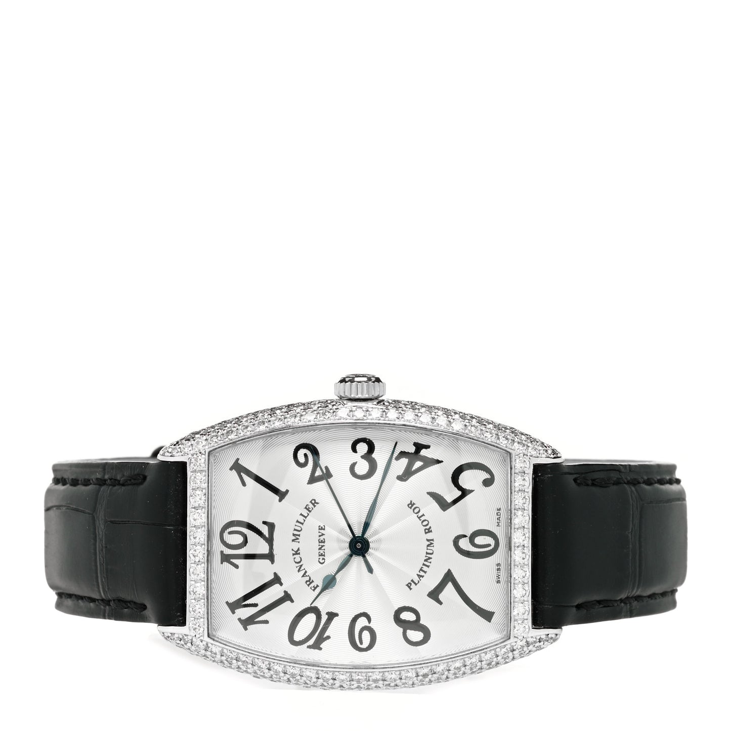 18K White Gold Alligator Diamond Pave Bezel 29mm Cintree Curvex Automatic Watch 2850SCD