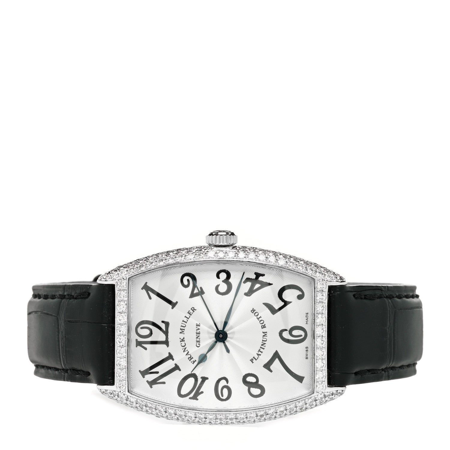 Franck Muller 18K White Gold Alligator Diamond Pave Bezel 29mm Cintree Curvex Automatic Watch 2850SCD 2 of 5