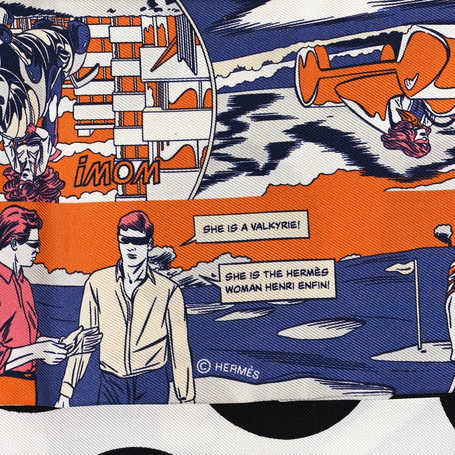 Hermes Silk Wow Twill Up Bleu Corail Orange 4 of 4