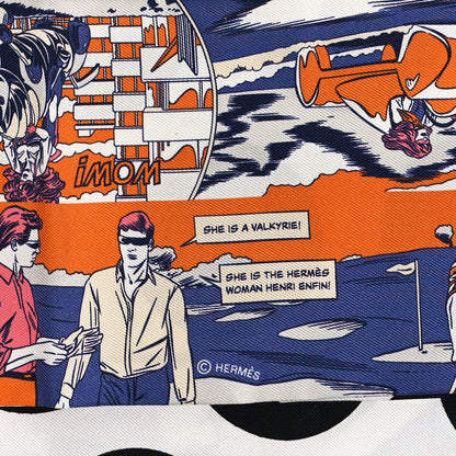 Hermes Silk Wow Twill Up Bleu Corail Orange 4 of 4
