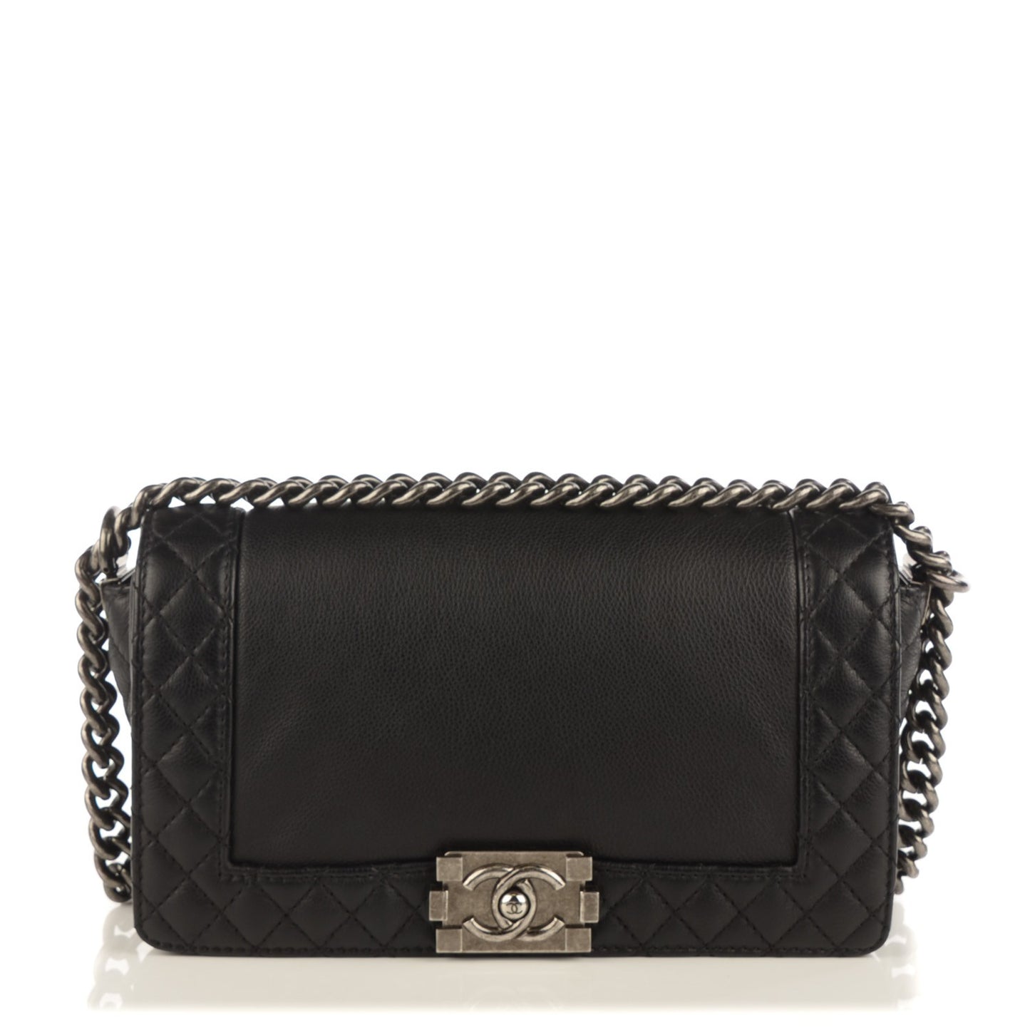 Calfskin Medium Boy Reverso Flap Black