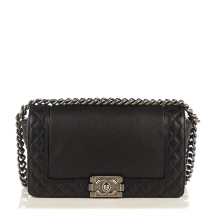 Chanel Calfskin Medium Boy Reverso Flap Black 1 of 9