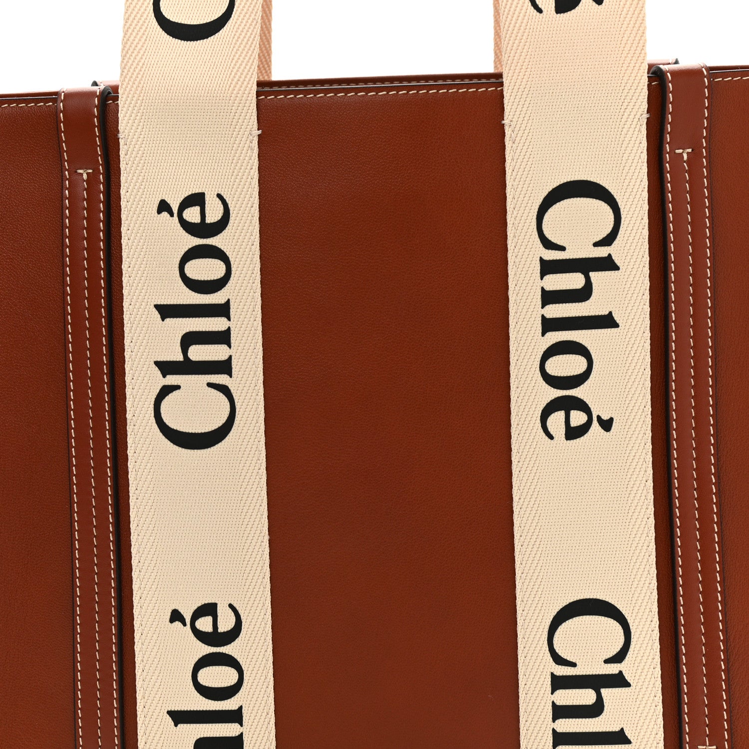 Chloe Calfskin Medium Woody Ribbon Tote Sepia Brown 9 of 11