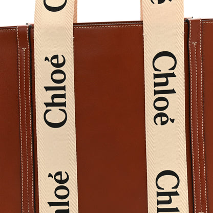 Chloe Calfskin Medium Woody Ribbon Tote Sepia Brown 9 of 11